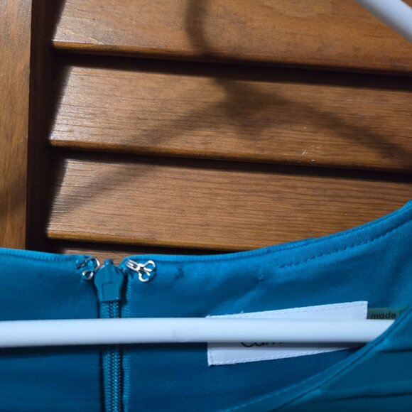 Calvin Klein Teal Sleeveless Sheath Dress Size 8 [B] - Picture 6 of 6